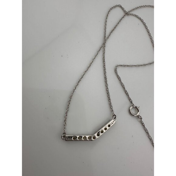 Chevron Illusion Set Diamond Bar Necklace - Picture 7 of 10